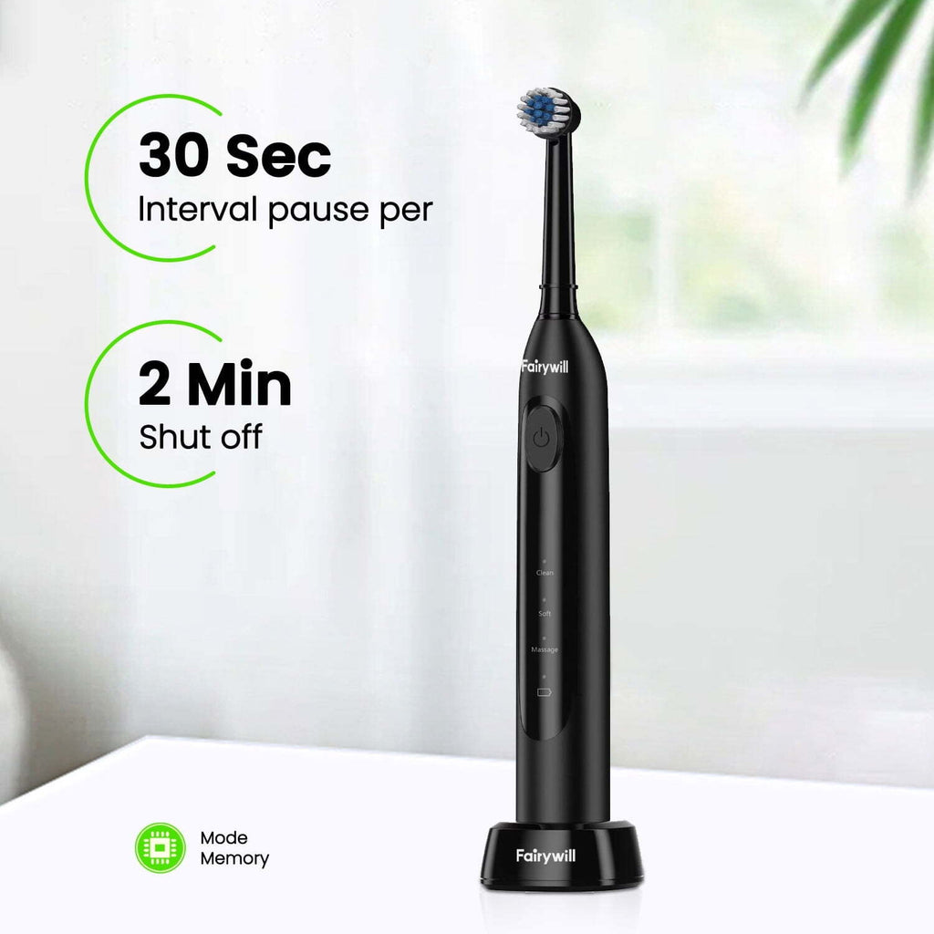Fairywill Rotating Electric Toothbrush for Adults 4 Brush Heads Charging Base US